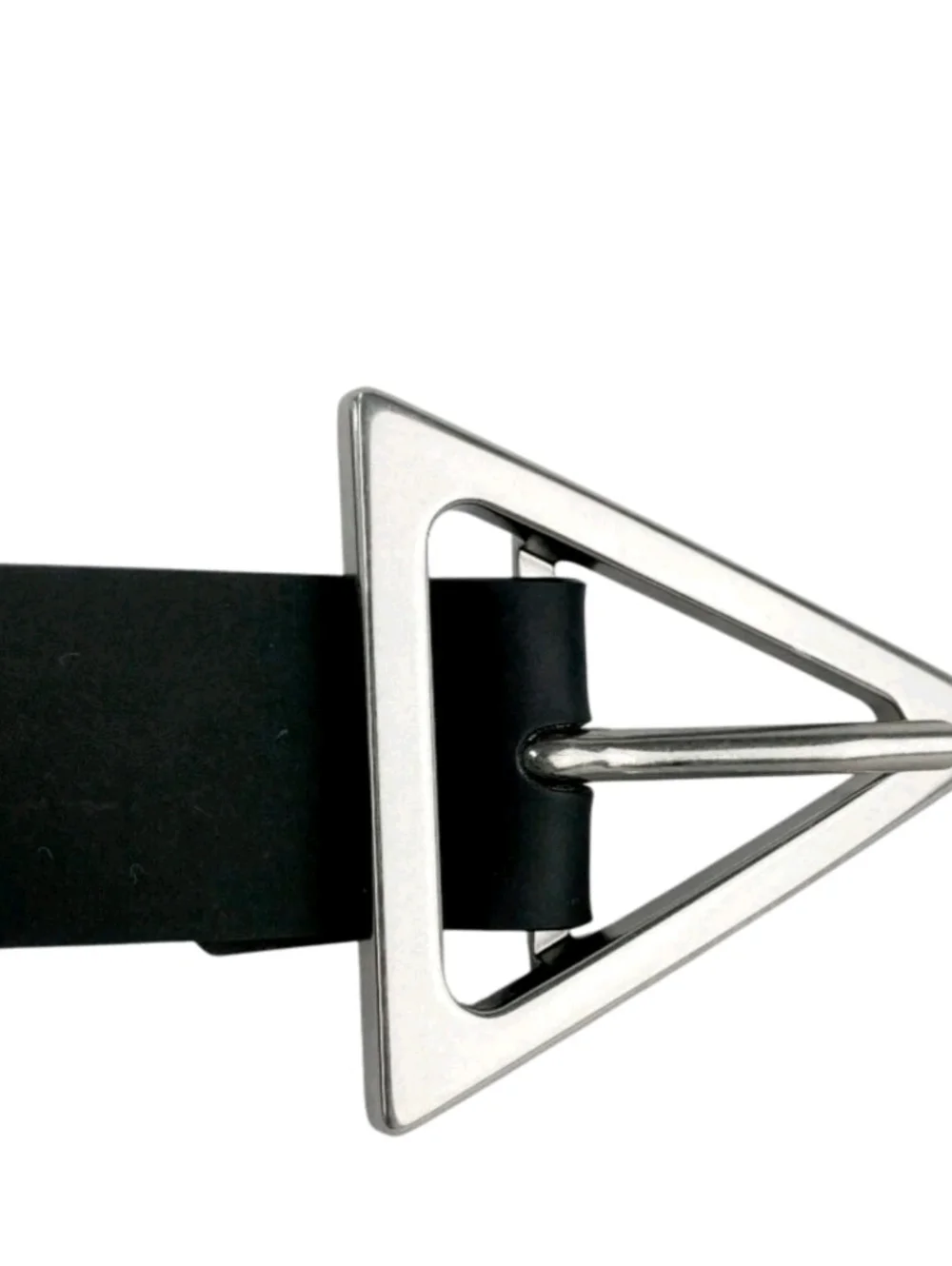 Bottega Veneta Triangle Black Matte Gummy Rubber Belt Size 40 NIB